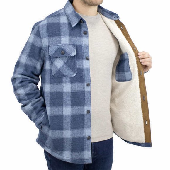 Jachs New York Men's Wool Blend Sherpa Fleece Lined Jacket Size M Blue Plaid NEW - Picture 3 of 16